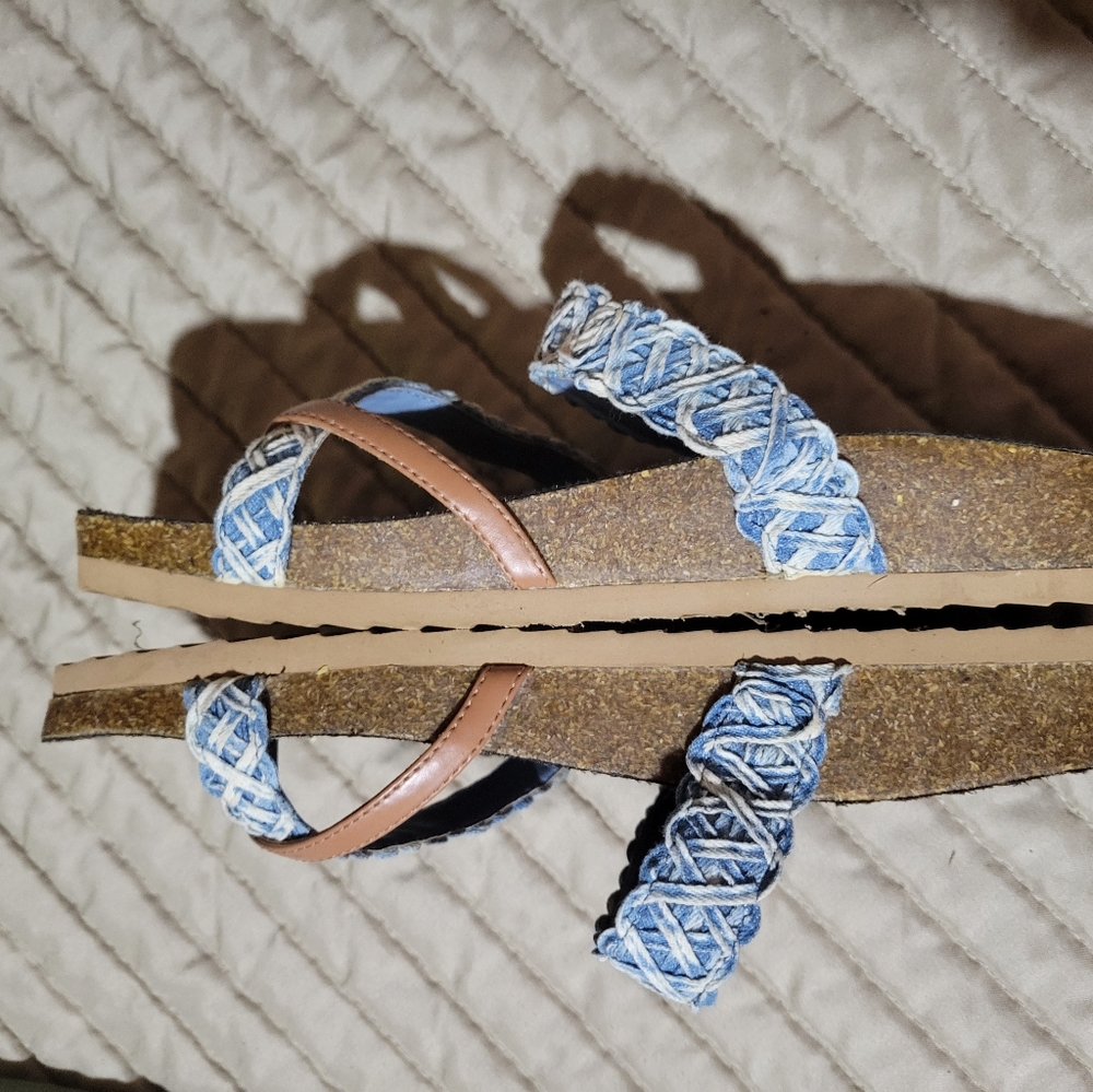 White and blue Denim sandals